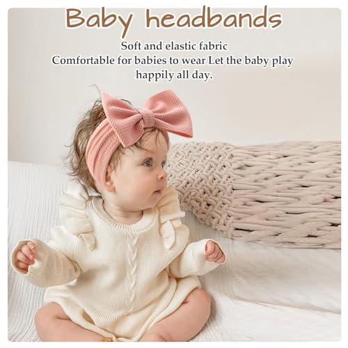 Subesty 3pcs Baby Girl Bows Headbands Set Beige White Pink