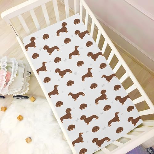 KICPOAY Dachshund Crib Sheets Stretchy Playard Sheets for Baby Toddler 1