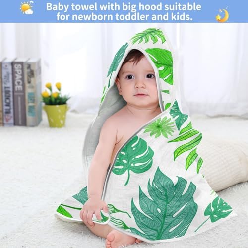 BOESI Doodle Leaves Baby Bath Towel 35x35 Inches
