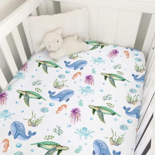 Cute Sea Animals Crib Sheets 52x28