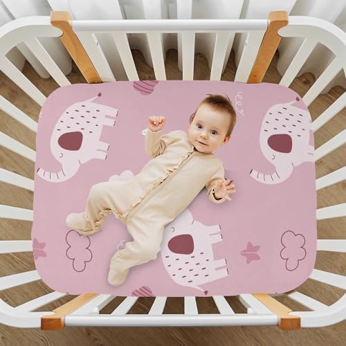 Elephant Cloud Star Pink Crib Sheets for Baby Toddler
