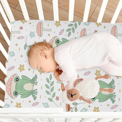Cute Frog Print Stretchy Crib Sheet Playard Sheet for Baby