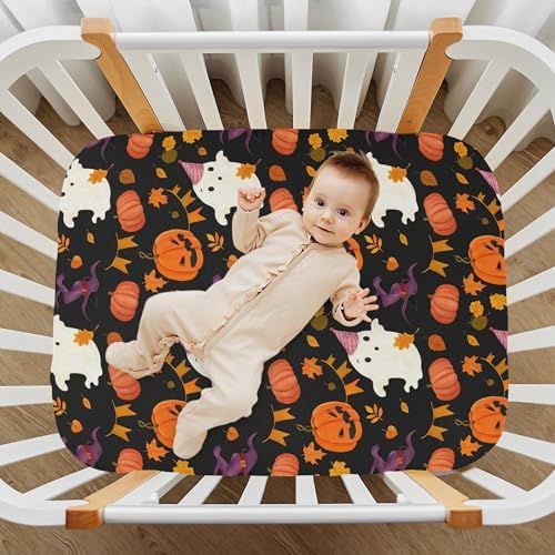 Qilmy Halloween Ghosts Fitted Crib Sheet for Boys and Girls