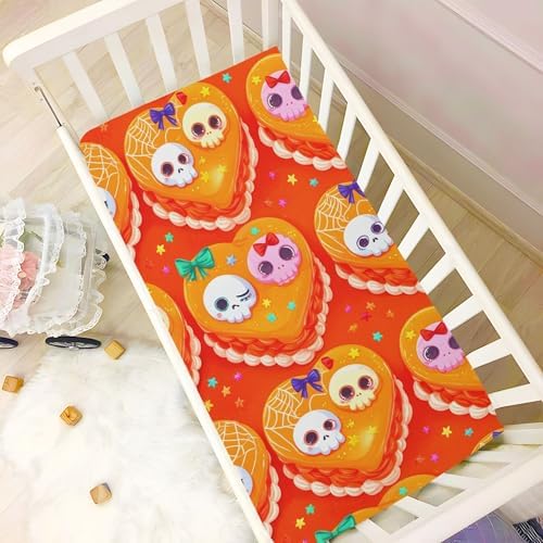 Qilmy Halloween Skull Fitted Crib Sheet for Baby