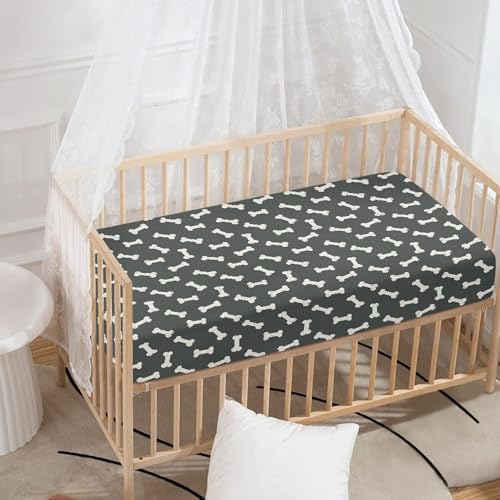 QINBEIDU Dog Bone Crib Sheet 28x52 Standard Size 1
