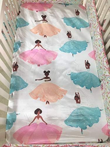 Satin Fitted Crib Sheet with Ballerina Design for Baby and Toddler Beds