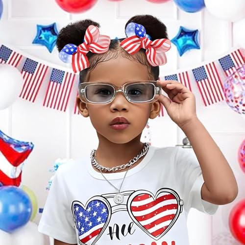 4th of July Hair Clip with American Flag Bow for Baby Toddler