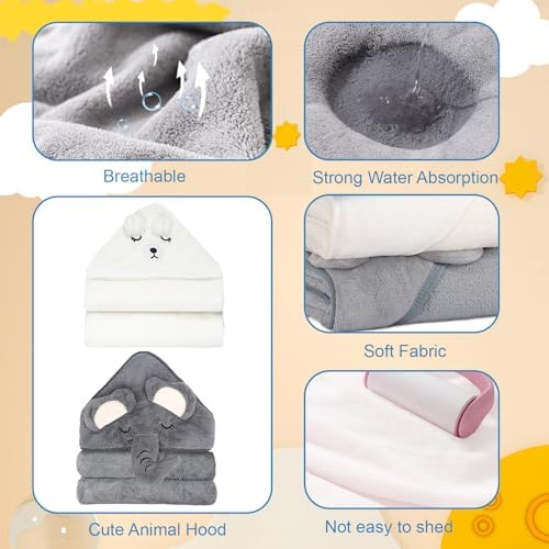 Etokdos Baby Bath Towels 2-Pack Hooded Set
