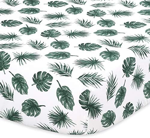 The Peanutshell 2-Pack Fitted Crib Sheets - Leaf n Stripe