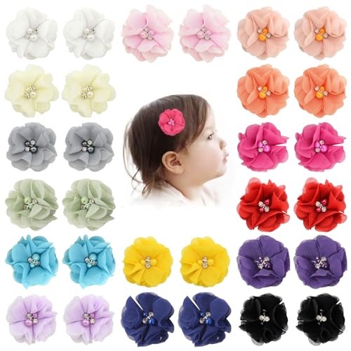 30pcs Baby Girls Flower Hair Clips Chiffon Barrettes