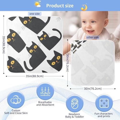 Doodle Cute Black Cat Baby Bath Towel for Boys Girls