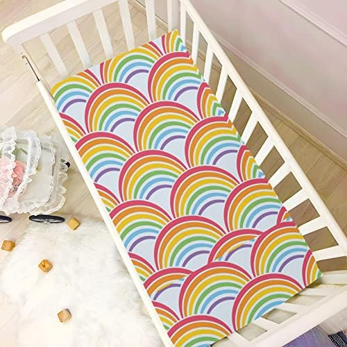 KICPOAY Fitted Crib Sheets Rainbow Stretchy Playard Sheets for Baby Toddler
