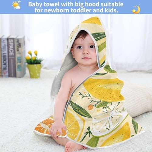 PaChyLuu Lemon Orange Pattern Baby Hooded Towel 30x30 Inch