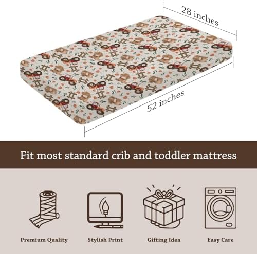 Farm Highland Cow Tractor Baby Crib Sheet - 28x52