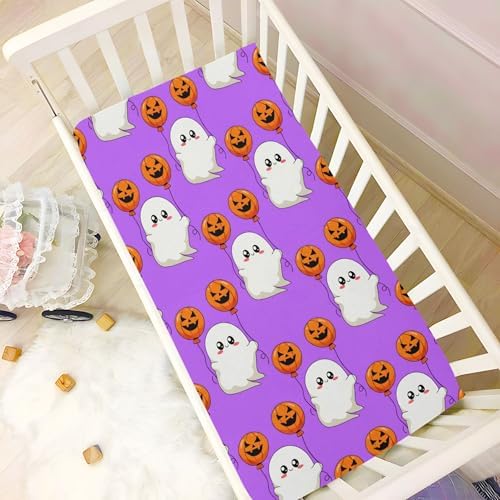 Qilmy Halloween Ghosts Fitted Crib Sheet Soft Breathable