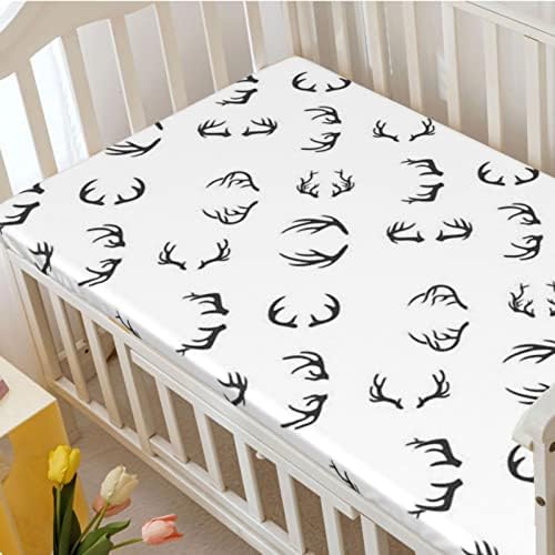 Xialenai Deer Themed Crib SheetCharcoal Grey White 28 x52