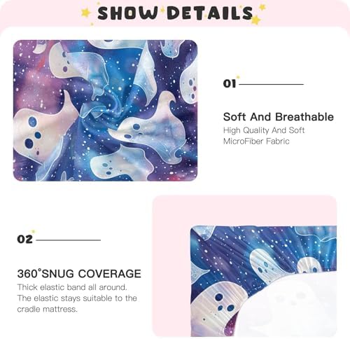 Qilmy Ghosts Fitted Crib Sheet Soft and Breathable for Baby