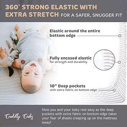Cuddly Cubs 2 Pack Grey Stripe Crib Sheets