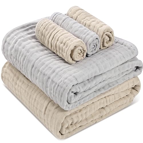 HardNok Muslin Baby Towels 5 Pack - 6-Layer Organic Cotton