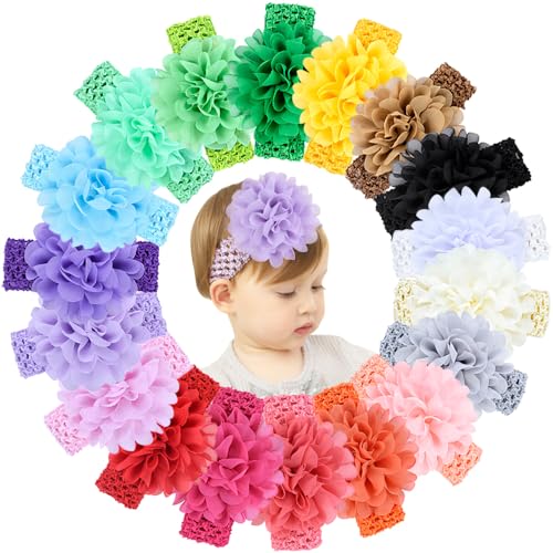 Jollybows 18pcs Baby Girls Headband with Flower Chiffon