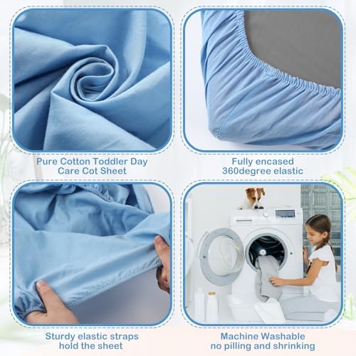 20 Pcs Blue Cotton Crib Sheets for Daycare