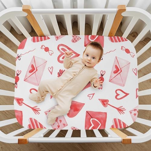 Moudou Valentines Love Heart Crib Sheet