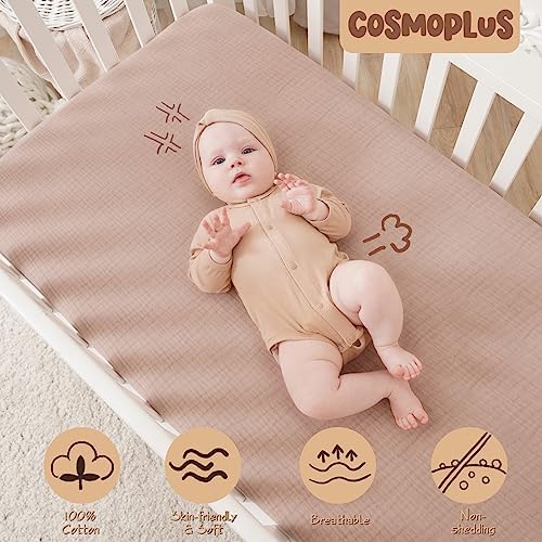 COSMOPLUS Muslin Crib Sheets 2 Pack Neutral Boho