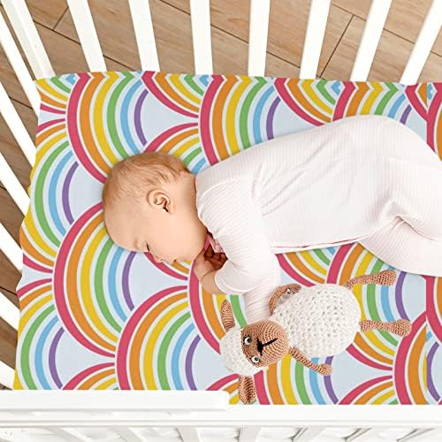 KICPOAY Fitted Crib Sheets Rainbow Stretchy Playard Sheets for Baby Toddler