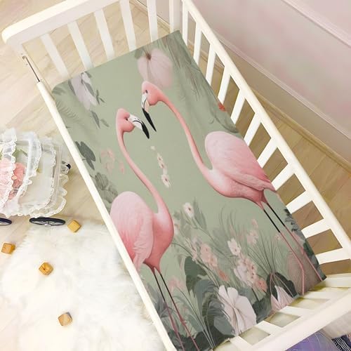 Qilmy Flamingo Crib Sheet Soft and Breathable for Baby