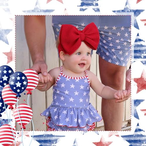 YanJie 4th of July Baby Headband Set - 2 PCS Stretchy Bows