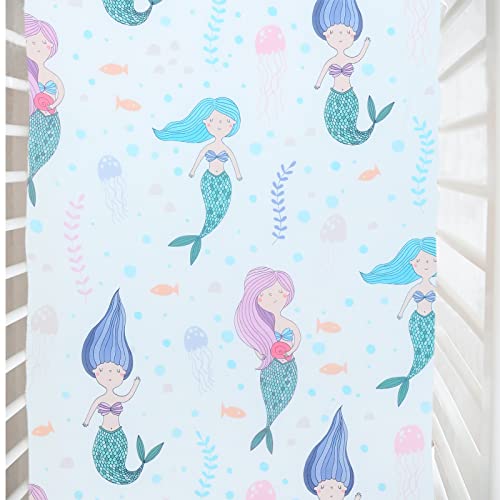 Cloele Mermaids Crib Sheet for Girls 1 Pack