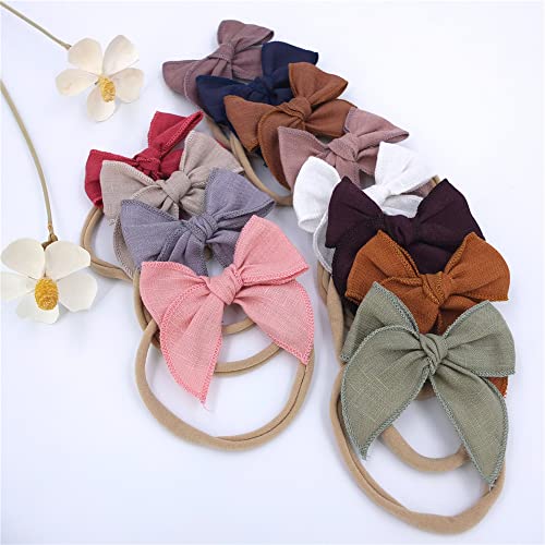 Sugarmelon Linen Bow Headband for Baby Newborn Infant Toddler