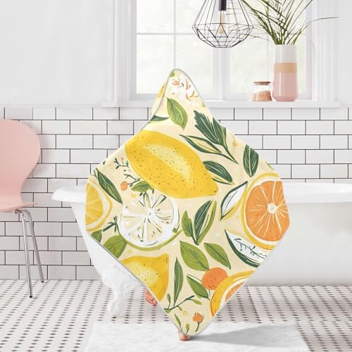 PaChyLuu Lemon Orange Pattern Baby Hooded Towel 30x30 Inch