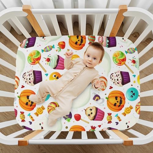 Qilmy Halloween Ghosts Fitted Crib Sheet for Kids