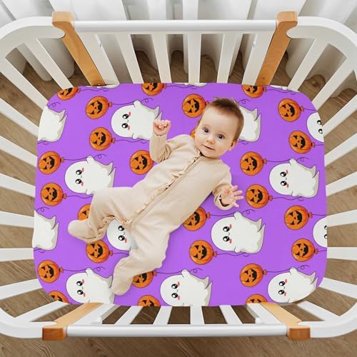 Qilmy Halloween Ghosts Fitted Crib Sheet Soft Breathable