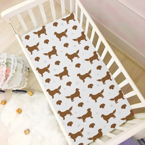 KICPOAY Golden Retriever Crib Sheets Stretchy Playard Sheets for Baby Toddler