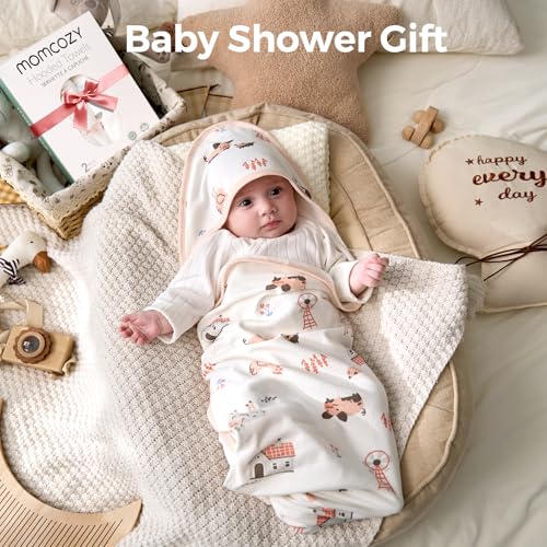 Momcozy Best Wishes Baby Towel Set with Hood - Soft Absorbent