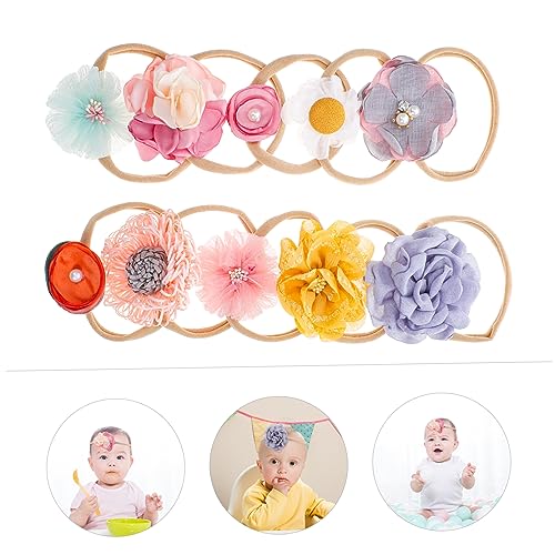 CIMAXIC 10-Pack Safe Baby Headband Set with Flower Headdress