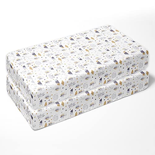 Bacati 2 Pack Woodlands Bears Crib Sheets Beige Grey