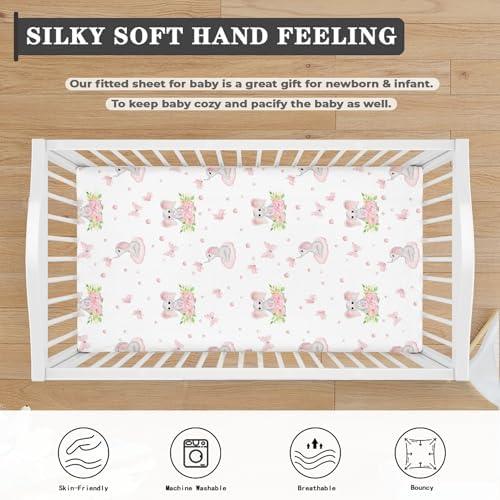 QINBEIDU Pink Elephants Crib Sheet 28x52