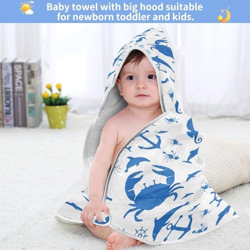 Bulletgxll Blue Sea Animals Hooded Towel