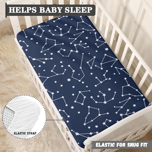 Navy Blue Star Constellations Fitted Crib Sheet