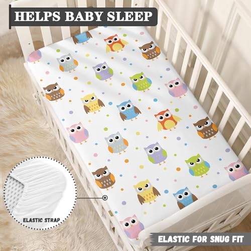 JEPFEIXIA Colorful Owls Crib Sheet 28x52