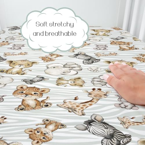 Safari Jungle African Animals Baby Crib Sheet for Boy Girl