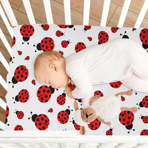 ALAZA Cute Red Ladybug Crib Sheet for Baby