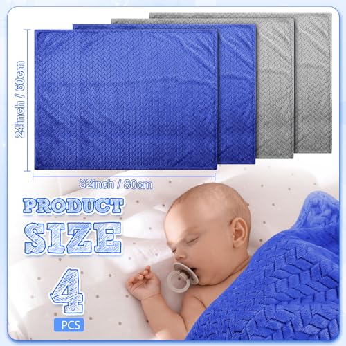 Chumia 4 Pcs Flannel Baby Blanket Set