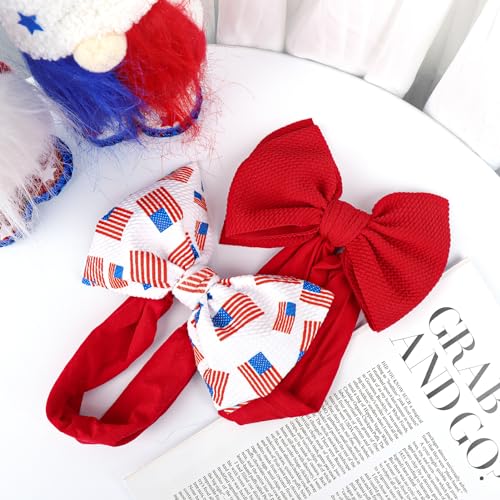YanJie 4th of July Baby Headband Set - 2 PCS Stretchy Bows