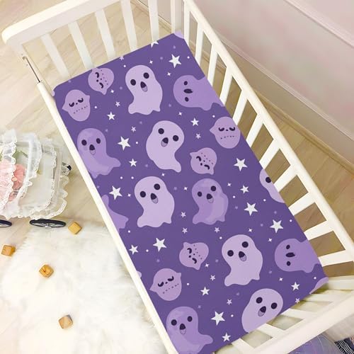 Qilmy Cute Ghost Pattern Fitted Crib Sheet for Girls and Boys