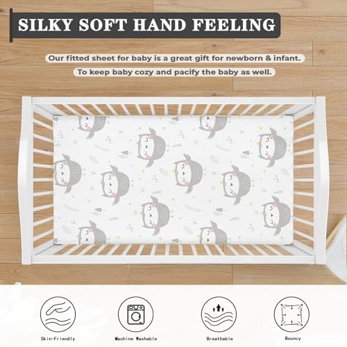 Cute Owl Fitted Crib Sheet for Boys Girls