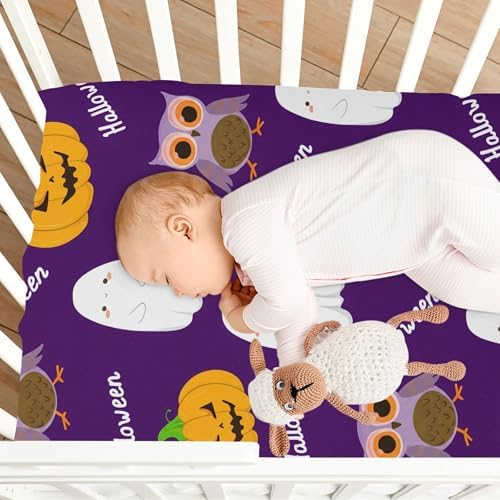 Qilmy Halloween Fitted Crib Sheet for Kids Soft Breathable